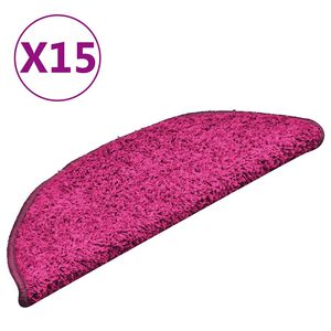 vidaXL Schodov&eacute; rohože 15 ks 56x17x3 cm ružov&eacute; polkruhov&eacute;