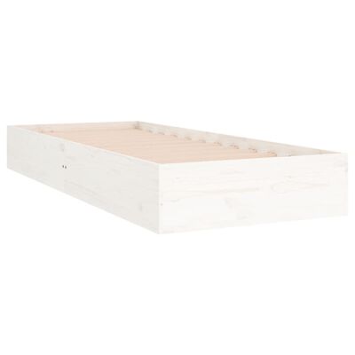 vidaXL Posteľný rám, biely drevený masív 75x190cm malé jednolôžko