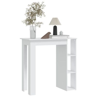 vidaXL Barový stôl s poličkou biely 102x50x103,5 cm drevotrieska