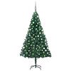 vidaXL Osvetlen&yacute; umel&yacute; vianočn&yacute; stromček s guľami, zelen&yacute; 150 cm, PVC