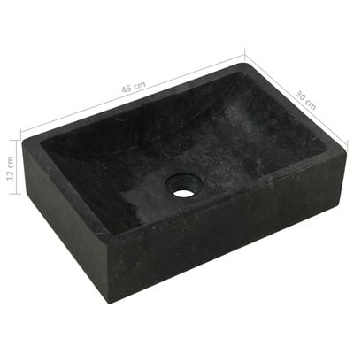 vidaXL Kúpelňová skrinka tíkový masív s umývadlom čierny mramor