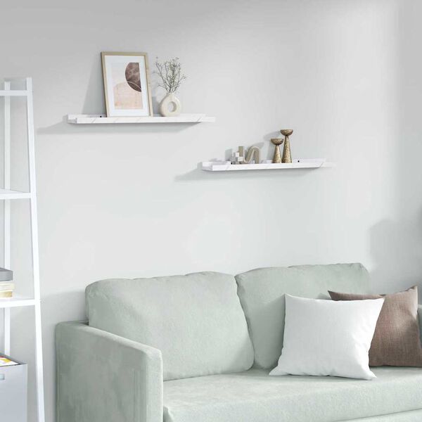 vidaXL Stenn&aacute; polica 2 pcs Biely mramor 60 x 9 x 3 cm Kompozitn&eacute; drevo