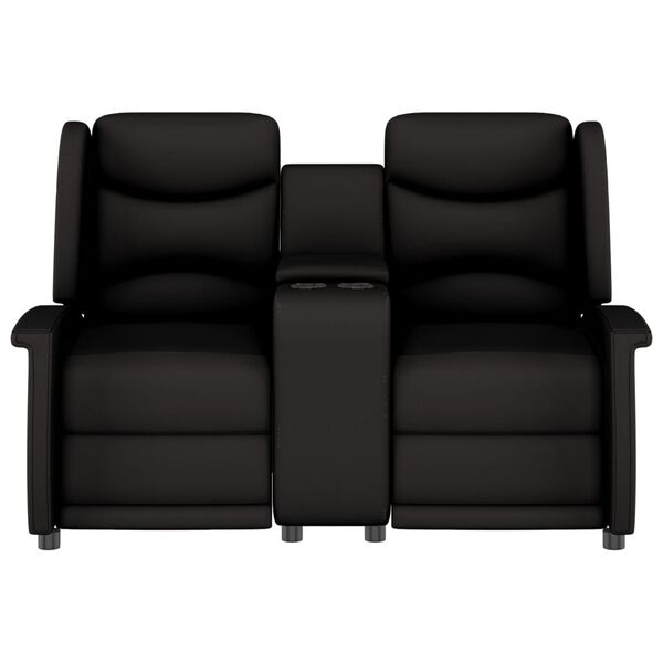 vidaXL 2-miestne skl&aacute;pacie mas&aacute;žne kreslo+držiak na poh&aacute;re, čierne