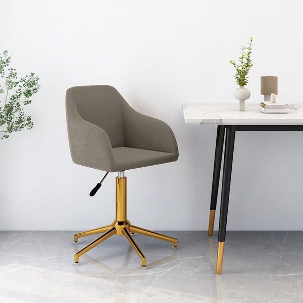 vidaXL Otočn&aacute; jed&aacute;lensk&aacute; stolička bledosiv&aacute; zamatov&aacute;