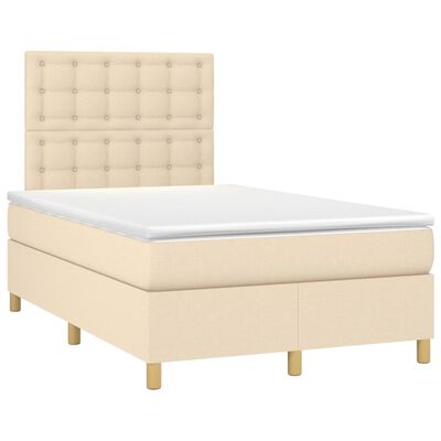 vidaXL Boxspring posteľ s matracom a LED krémová 120x190 cm látka