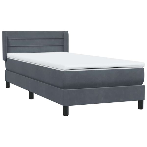 vidaXL Posteľn&yacute; r&aacute;m boxspring s matracom tmavosiv&yacute; 80x210 cm zamat
