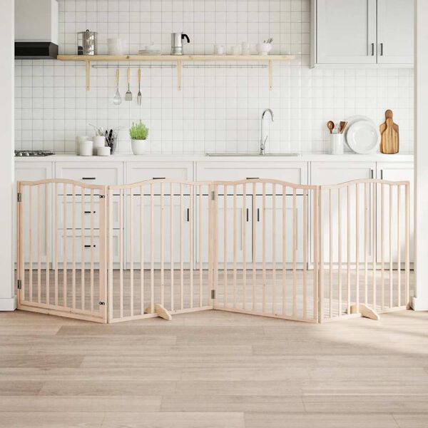 vidaXL Br&aacute;na pre psa s dverami skladacia 4 panely 320cm topoľov&eacute; drevo