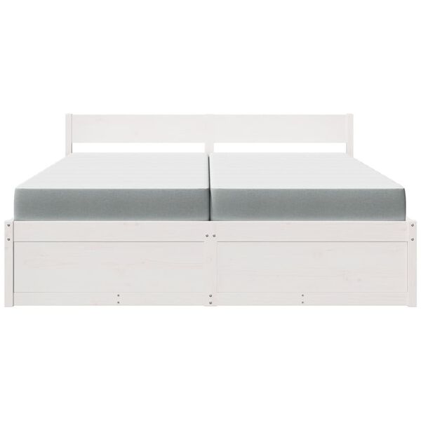 vidaXL Posteľ so zásuvkami a matracom biela 200x200cm masívna borovica