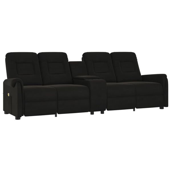 vidaXL 4-miestne skl&aacute;pacie mas&aacute;žne kreslo+držiak na poh&aacute;re, čierne