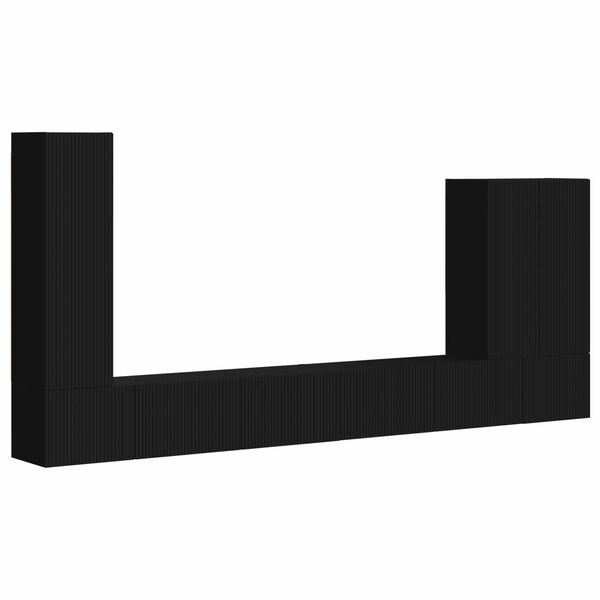 vidaXL Sada n&aacute;stenn&eacute;ho kabinetu na TV N&aacute;stenn&yacute; 6 pcs Čierna