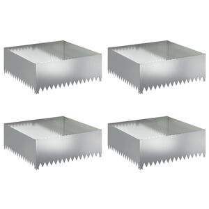vidaXL Obrubn&iacute;k tr&aacute;vnika 4 ks 100 x 100 x 35 cm Oceľ Strieborn&aacute;