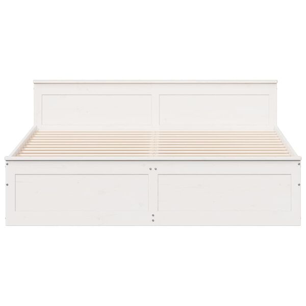 vidaXL Posteľ bez matraca so čelom biela 200x200 cm borovica