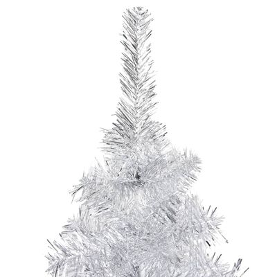 vidaXL Osvetlený umelý vianočný stromček+stojan, strieborný 240 cm PET