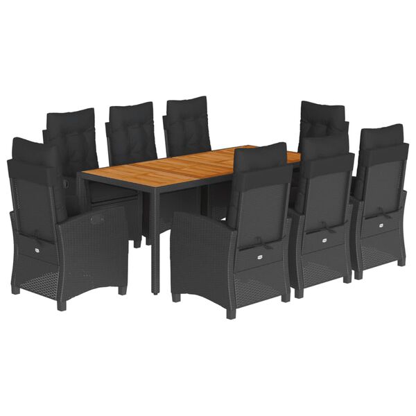 vidaXL 9-dielna z&aacute;hradn&aacute; jed&aacute;lensk&aacute; sada s vank&uacute;&scaron;mi čierna polyratan