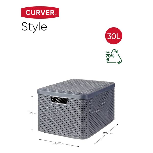 Curver Úložný box s vekom Style L 30 l metalický strieborný