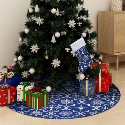 vidaXL Luxusná deka pod vianočný stromček s ponožkou modrá 90 cm látka