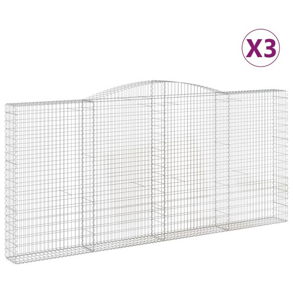 vidaXL Obl&uacute;kov&eacute; gabi&oacute;nov&eacute; ko&scaron;e 3ks 400x30x180/200cm pozinkovan&eacute; železo