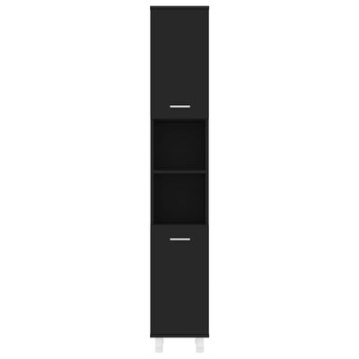 vidaXL Skrinka do kúpeľne, čierna 30x30x179 cm, kompozitné drevo