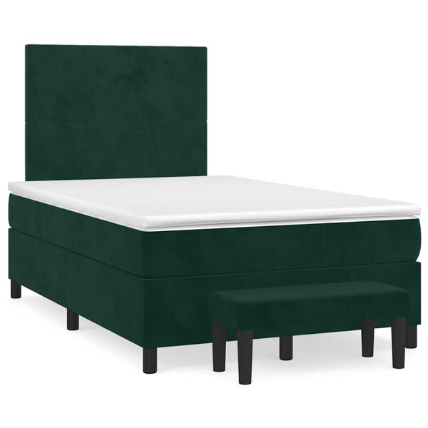 vidaXL Boxspring posteľ s matracom, tmavozelen&aacute; 120x190cm, zamat