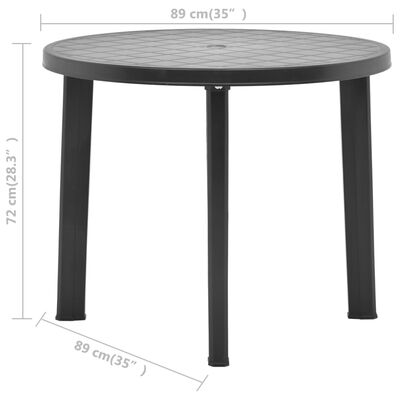 vidaXL Záhradný stôl, antracitový 89 cm, plast