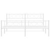 vidaXL Kovov&yacute; r&aacute;m postele s čelom a podnožkou biely 193x203 cm