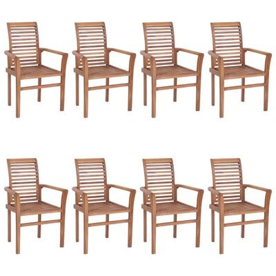 vidaXL Jedálenské stoličky 8 ks jasnozelené sedáky tíkový masív