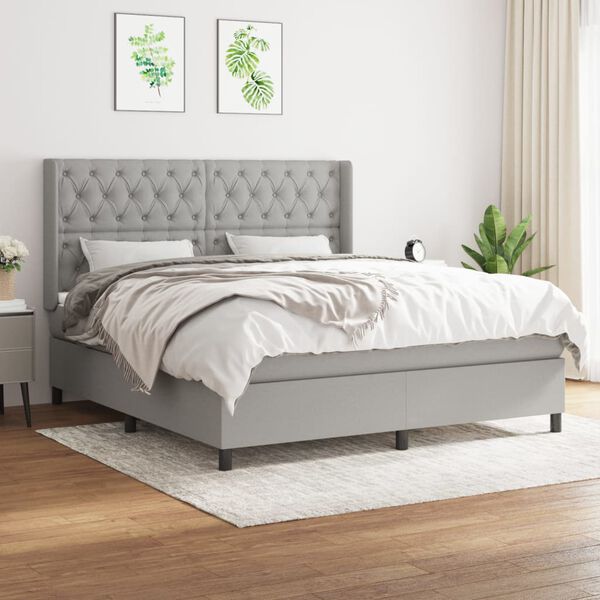 vidaXL Boxspring posteľ s matracom svetlosiv&aacute; 100x200 cm l&aacute;tka