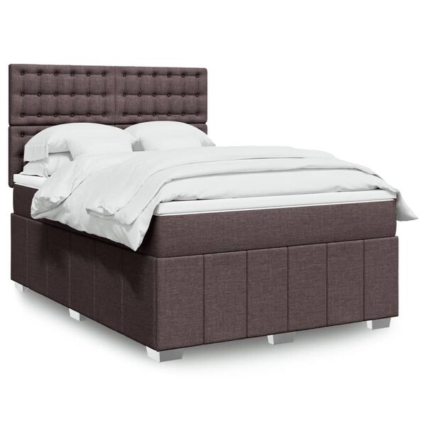 vidaXL Boxspring posteľ s matracom tmavohned&aacute; 160x200 cm l&aacute;tka
