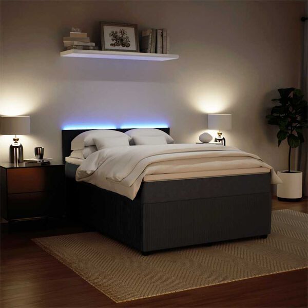 vidaXL Posteľn&yacute; r&aacute;m boxspring s matracom tmavosiv&yacute; 140x190 cm zamat