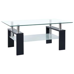 vidaXL Konferenčn&yacute; stol&iacute;k čierny a priesvitn&yacute; 95x55x40 cm tvrden&eacute; sklo