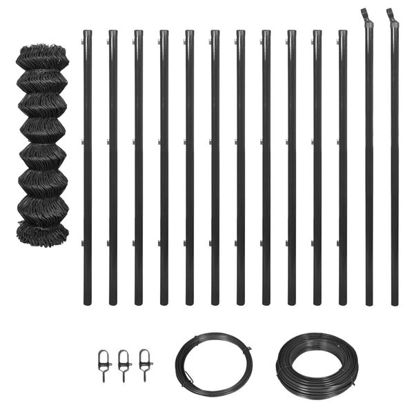 vidaXL Dr&ocirc;ten&eacute; pletivo so stĺpikmi a pr&iacute;slu&scaron;enstvom 1x25 m, siv&eacute;