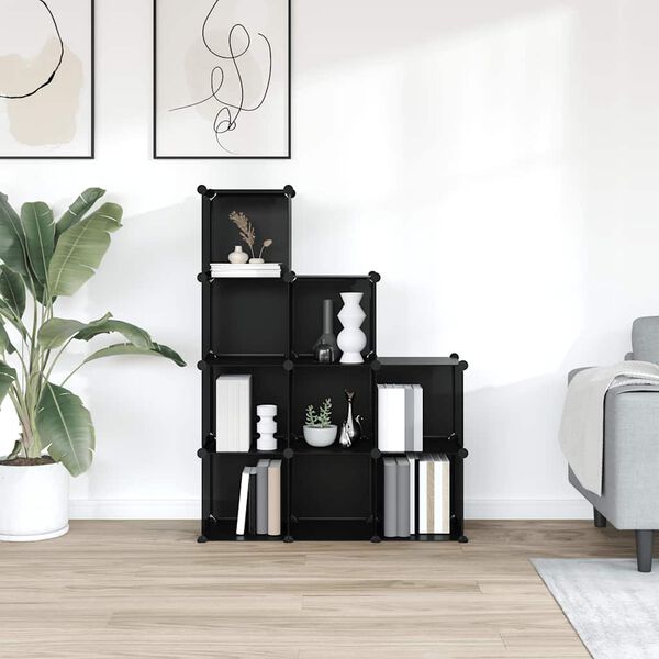 vidaXL Organiz&eacute;r v tvare &uacute;ložn&yacute;ch kociek s 9 kockami čierny PP