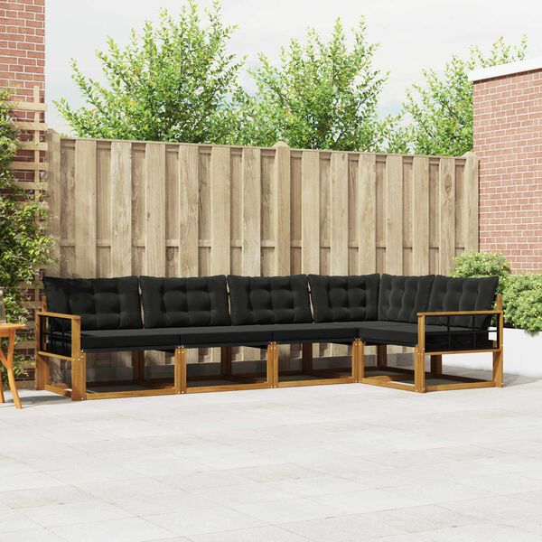 vidaXL Z&aacute;hradn&aacute; s&uacute;prava gaučov s vank&uacute;&scaron;om 5 pcs Pr&iacute;rodn&aacute; a čierna