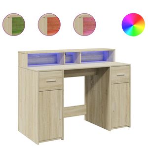vidaXL St&ocirc;l s LED svetlami dub sonoma 120x55x91 cm kompozitn&eacute; drevo