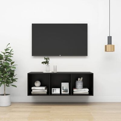 vidaXL Nástenná TV skrinka, čierna 37x37x107 cm, kompozitné drevo