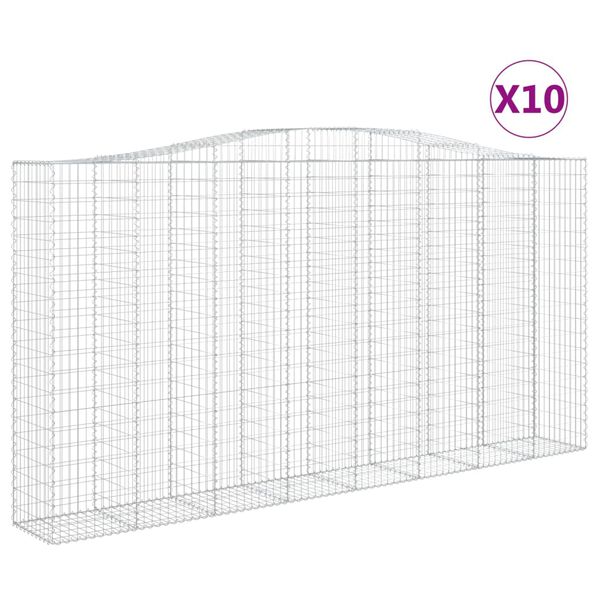 vidaXL Oblúkový gabionový kôš 10ks 400x50x200/220cm pozinkované železo