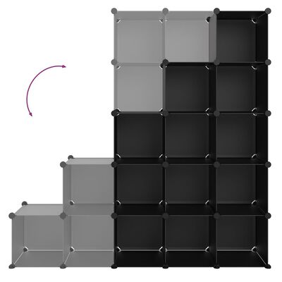 vidaXL Organizér v tvare úložných kociek s 15 kockami čierny PP