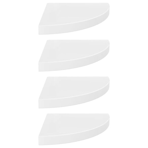 vidaXL Pl&aacute;vaj&uacute;ce rohov&eacute; police 4 ks, leskl&eacute; biele 35x35x3,8 cm, MDF