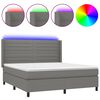 vidaXL Posteľ boxsping s matracom a LED tmavosiv&aacute; 160x200 cm l&aacute;tka