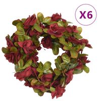 vidaXL Umelé kvetinové girlandy 6 ks vínovočervené 250 cm