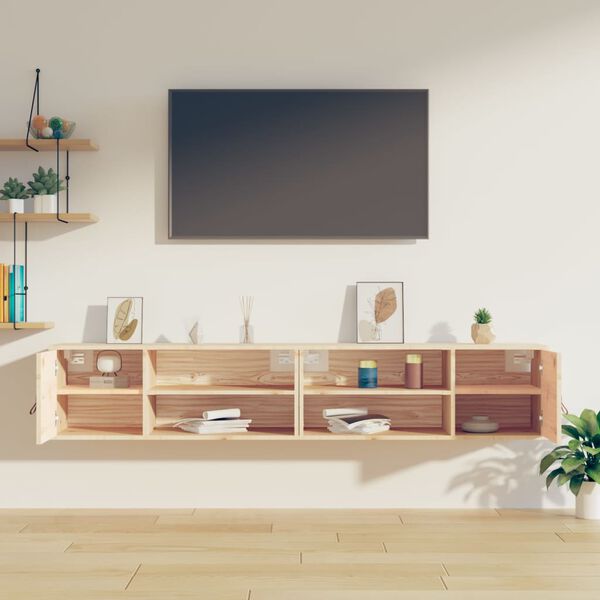 vidaXL Nástenné skrinky 2 ks 80x30x30 cm masívna borovica