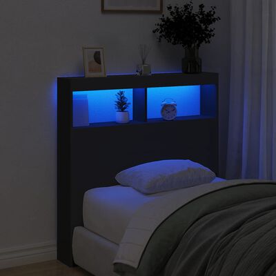 vidaXL Skrinka na čelo postele s LED čierna 100x17x102 cm