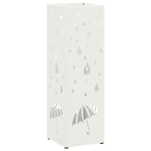 vidaXL Stojan na d&aacute;ždniky s &uacute;ložiskom Biela 15,5 x 15,5 x 49 cm Oceľ