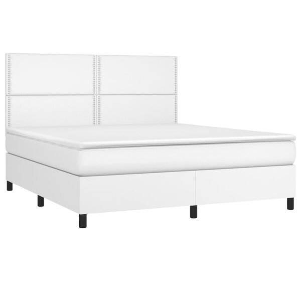 vidaXL Boxspring posteľ s matracom biela 160x200 cm umel&aacute; koža