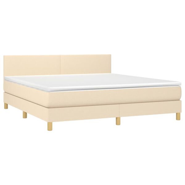 vidaXL Posteľn&yacute; r&aacute;m boxspring s matracom kr&eacute;mov&yacute; 160x200 cm l&aacute;tka