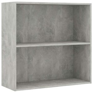 vidaXL Knižnica s 2 policami, bet&oacute;novo siv&aacute; 80x30x76,5cm, drevotrieska