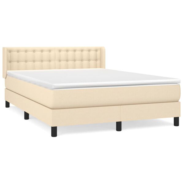 vidaXL Posteľn&yacute; r&aacute;m boxspring s matracom kr&eacute;mov&yacute; 140x200 cm l&aacute;tka
