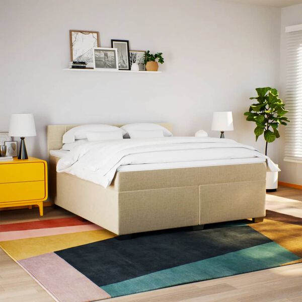 vidaXL Posteľn&yacute; r&aacute;m boxspring s matracom kr&eacute;mov&yacute; 180x200 cm l&aacute;tka