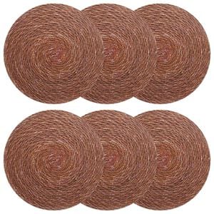vidaXL Koberčeky z morskej tr&aacute;vy 6 pcs Hned&aacute; &Oslash; 30 cm 100% Morsk&aacute; tr&aacute;va