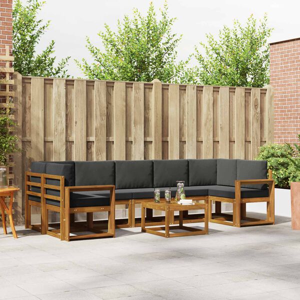 vidaXL Z&aacute;hradn&aacute; s&uacute;prava gaučov s vank&uacute;&scaron;om 8 pcs Pr&iacute;rodn&aacute; a antracitov&aacute;